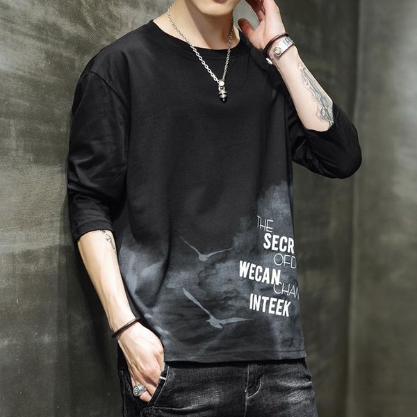 2020 spring and autumn new men's t-shirt male korean version of long-sleeved cotton shirt fashion casual round neck t-shirt printing, White;black
2020 spring and autumn new men's t-shirt male korean version of long-sleeved cotton shirt fashion casual round neck t-shirt printing, White;black