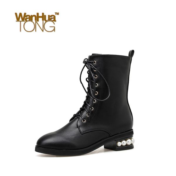 women winter mid-calf boots low block heel british lace-up pearl daily preppy round toe black female boot
women winter mid-calf boots low block heel british lace-up pearl daily preppy round toe black female boot