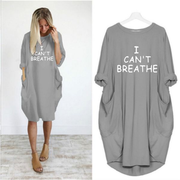 Women Designer Dresses Letter Printed I Can't Breathe Trendy Designer Ladies Dress Casual Loose Long Sleeve Fashion Apparel Summer 2020 New
Women Designer Dresses Letter Printed I Can't Breathe Trendy Designer Ladies Dress Casual Loose Long Sleeve Fashion Apparel Summer 2020 New