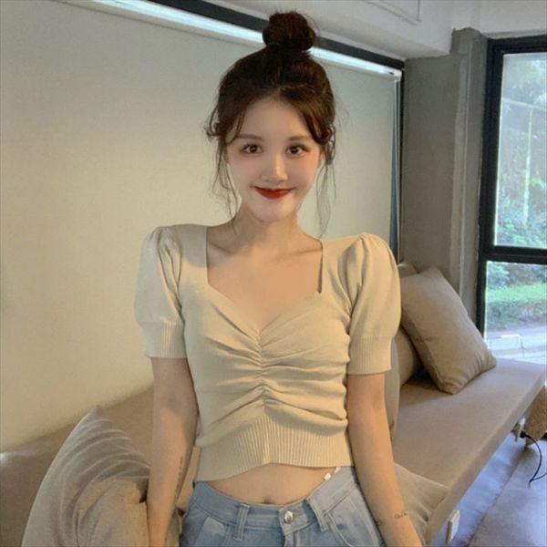 2019 women's loose versatile v-neck bubble knitted short t-shirt student 2019 women's loose versatile v-neck bubble sleeve knitted, White
2019 women's loose versatile v-neck bubble knitted short t-shirt student 2019 women's loose versatile v-neck bubble sleeve knitted, White