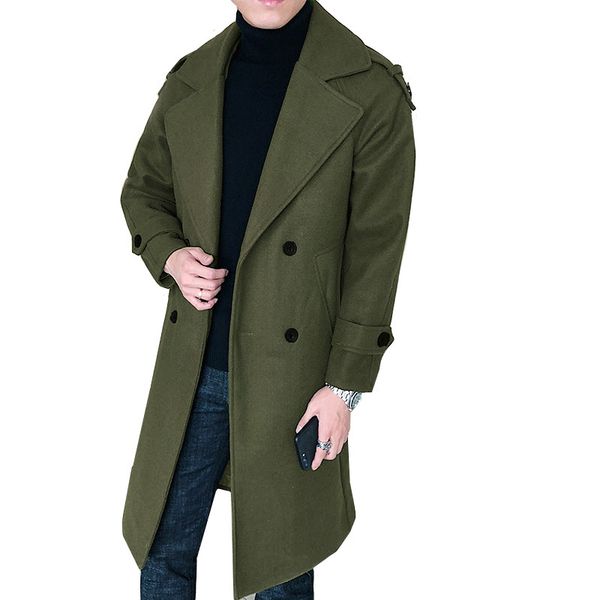 new style men's fashion trench coat men medium-long windbreaker double-breasted man classic solid color thick warm casual jacket, Black
new style men's fashion trench coat men medium-long windbreaker double-breasted man classic solid color thick warm casual jacket, Black