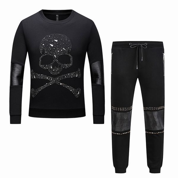 2019 spring rhinestones skull mens sportswear cotton clothes tracksuits male sweatshirts coats track suits joggers 2 piece set, Gray
2019 spring rhinestones skull mens sportswear cotton clothes tracksuits male sweatshirts coats track suits joggers 2 piece set, Gray