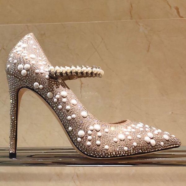 elegant pumps rhinestone pearl straps high heels woman spring full pearl driled woman thin heels pointed toe wedding shoes, Black
elegant pumps rhinestone pearl straps high heels woman spring full pearl driled woman thin heels pointed toe wedding shoes, Black