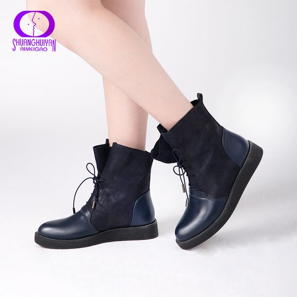 aimeigao new autumn women ankle boots platform flats women lace up casual boots fashion soft leather big size for, Black
aimeigao new autumn women ankle boots platform flats women lace up casual boots fashion soft leather big size for, Black