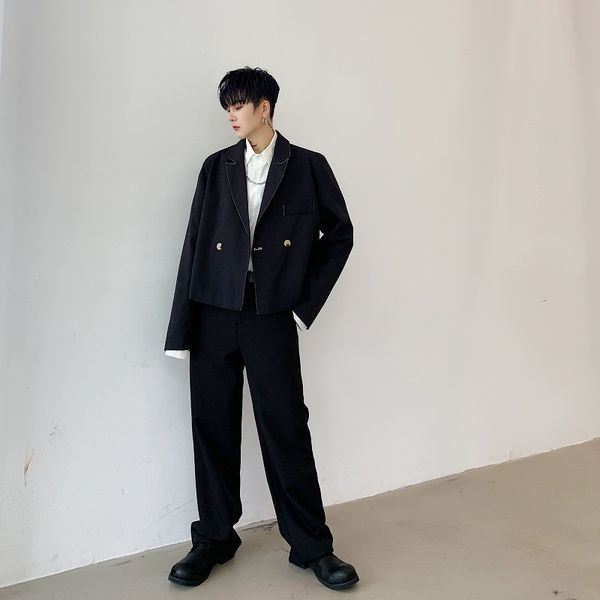 men loose casual short style suit jacket male vintage fashion hip hop japan streetwear gothic blazer suit coat outerwear, White;black
men loose casual short style suit jacket male vintage fashion hip hop japan streetwear gothic blazer suit coat outerwear, White;black