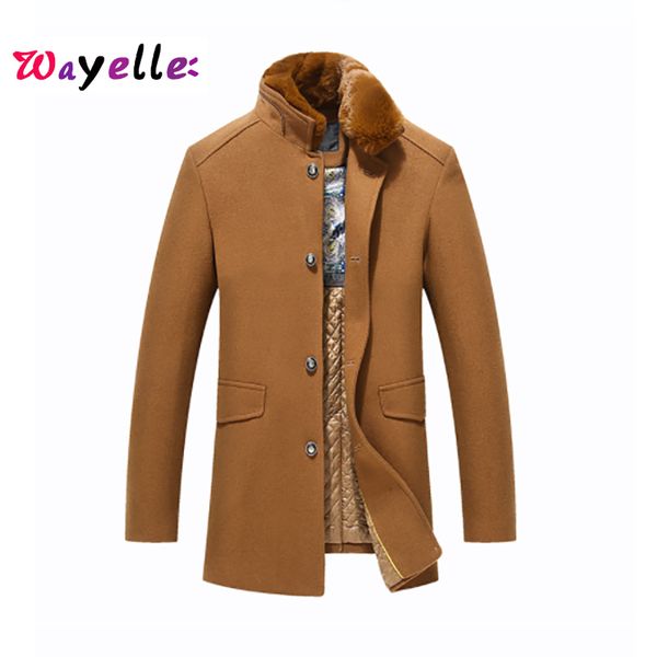 2019 england style fit fur collar wool men coats winter warm wool male casual slim trench jackets single breasted overcoats, Black
2019 england style fit fur collar wool men coats winter warm wool male casual slim trench jackets single breasted overcoats, Black