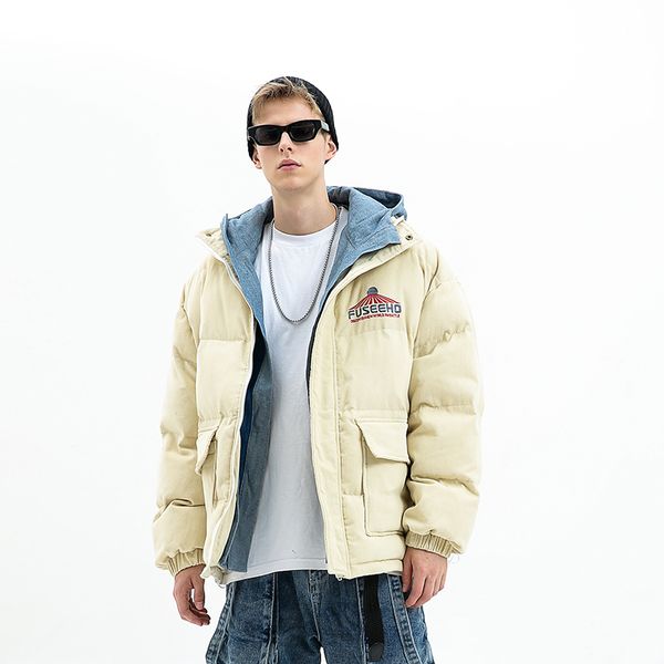 men's solid color corduroy cotton clothes denim fake two pieces hip hop high street jacket trend wild loose warm coat, Black
men's solid color corduroy cotton clothes denim fake two pieces hip hop high street jacket trend wild loose warm coat, Black