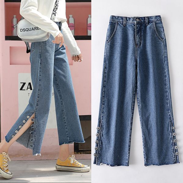 new high waist pants fashion womens clothing jeans streetwear student boyfriend jeans 1. split-breasted hem 2. elastic waist, Blue
new high waist pants fashion womens clothing jeans streetwear student boyfriend jeans 1. split-breasted hem 2. elastic waist, Blue