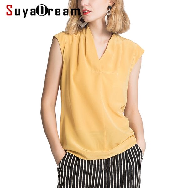 women blouse 100% real silk crepe v neck sleeveless blouse ginger office lady shirt 2019 spring summer shirt, White
women blouse 100% real silk crepe v neck sleeveless blouse ginger office lady shirt 2019 spring summer shirt, White