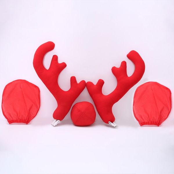

new design creative christmas auto car costume decoration full set with 2 antlers 1 reindeer nose 2 mirrow covers dropshipping