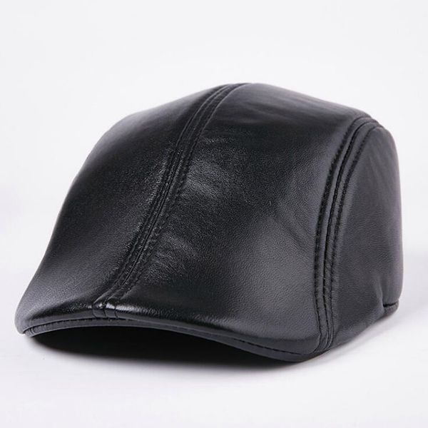 h7636 genuine leather beret hat men sheepskin autumn winter casual berets cap fashion cotton forward middle aged male black caps, Blue;gray
h7636 genuine leather beret hat men sheepskin autumn winter casual berets cap fashion cotton forward middle aged male black caps, Blue;gray