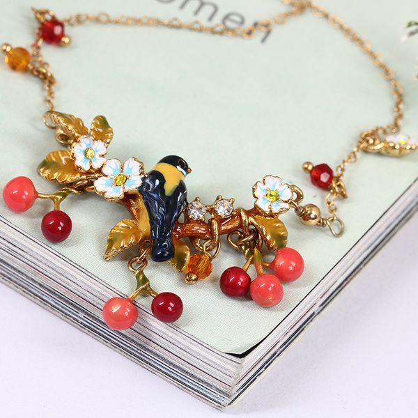 juicy grape new fashion hand enamel glaze cherry orchard oriole crystal bird necklace gilded women fashion jewelry, Silver
juicy grape new fashion hand enamel glaze cherry orchard oriole crystal bird necklace gilded women fashion jewelry, Silver