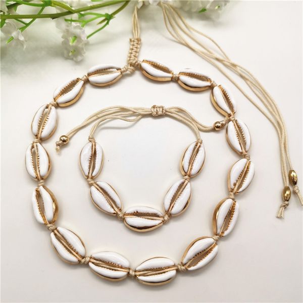 

exaggerated white gold color cowrie shell choker necklace women fashion beach statement chain necklace collares collier 2019, Golden;silver