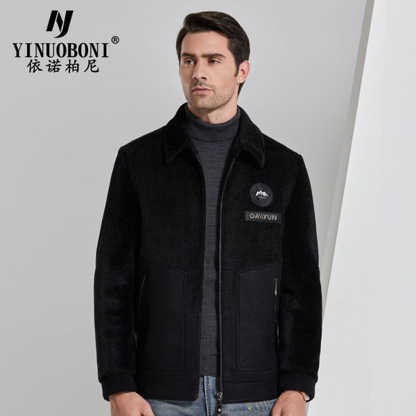 ezeno bo ni 2018 winter middle-aged men fold-down collar ecology fur mid-length artificial leather coat men's thick, Black
ezeno bo ni 2018 winter middle-aged men fold-down collar ecology fur mid-length artificial leather coat men's thick, Black