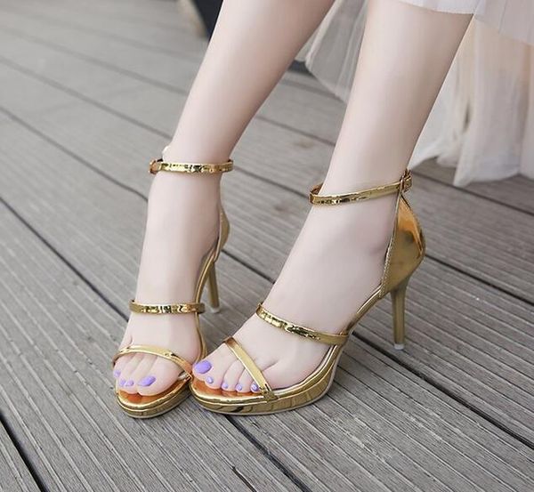 2019 summer new korean version of the wild waterproof platform open toe sandals stilettos buckle silver high heels women, Black
2019 summer new korean version of the wild waterproof platform open toe sandals stilettos buckle silver high heels women, Black