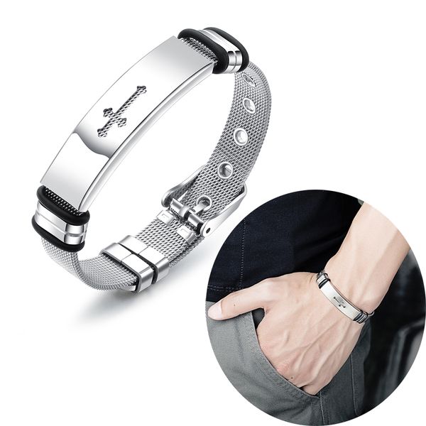 men women cross watchband bracelet stainless steel jewelry cool man charm wristlet bangle adjustable cuff bracelets religion jewellery gift, Black
men women cross watchband bracelet stainless steel jewelry cool man charm wristlet bangle adjustable cuff bracelets religion jewellery gift, Black