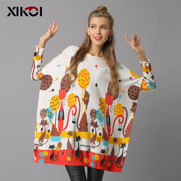 xikoi woman sweater oversize long batwing sleeve pullovers o-neck knitted fashion casual regular cat print clothes loose female, White;black
xikoi woman sweater oversize long batwing sleeve pullovers o-neck knitted fashion casual regular cat print clothes loose female, White;black
