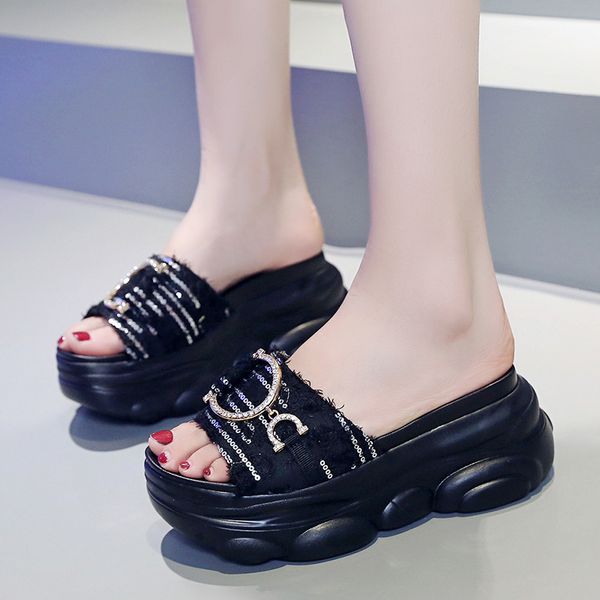 9cm/3.5 inch height wedge sandals fashion summer slides wedge slippers outdoor shoes flat platform thick bottom, Black
9cm/3.5 inch height wedge sandals fashion summer slides wedge slippers outdoor shoes flat platform thick bottom, Black