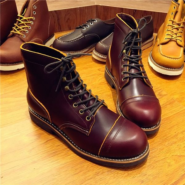 handmade genuine leather original spring winter boots men wing motorcycle fashion work wedding boots wine red color
handmade genuine leather original spring winter boots men wing motorcycle fashion work wedding boots wine red color
