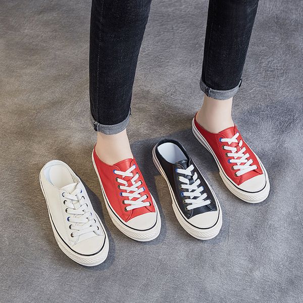 women leather slipper white sneakers flat heels summer shoes for women mules casual genuine leather slippers 2020, Black
women leather slipper white sneakers flat heels summer shoes for women mules casual genuine leather slippers 2020, Black