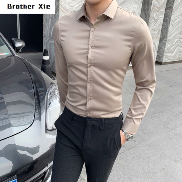 autumn dress shirt men's slim fashion solid color business casual shirt man streetwear wild british wind long-sleeved, White;black
autumn dress shirt men's slim fashion solid color business casual shirt man streetwear wild british wind long-sleeved, White;black