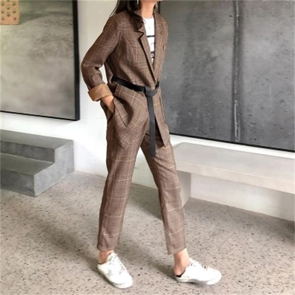 fashion plaid blazer women's new spring autumn england wind loose casual plaid small suit two-piece suit women, White;black
fashion plaid blazer women's new spring autumn england wind loose casual plaid small suit two-piece suit women, White;black