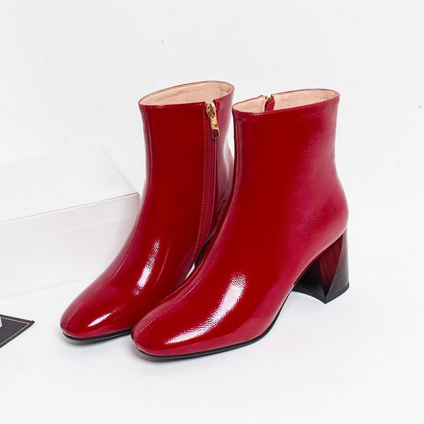 black red fashion women boots winter plush ankle boots soft faux leather thick high heels ladies zipper 2020
black red fashion women boots winter plush ankle boots soft faux leather thick high heels ladies zipper 2020