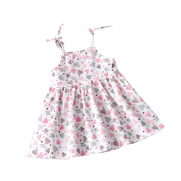 1-5 years kids girl sling dresses summer chidlren clothes toddler girls dress baby cotton sleeveless print flower princess dress, Red;yellow
