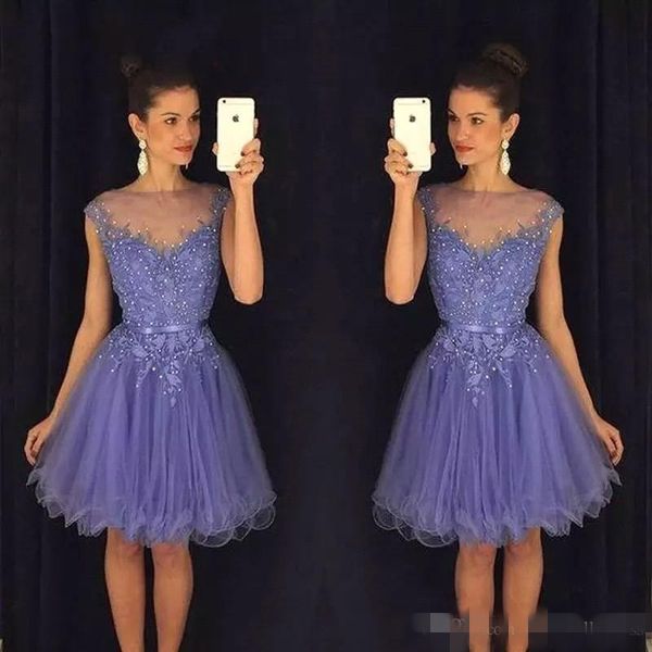 2019 lavender homecoming dresses sheer neck lace applique tulle beaded a line ribbon custom made short mini cocktail party gown, Blue;pink
2019 lavender homecoming dresses sheer neck lace applique tulle beaded a line ribbon custom made short mini cocktail party gown, Blue;pink