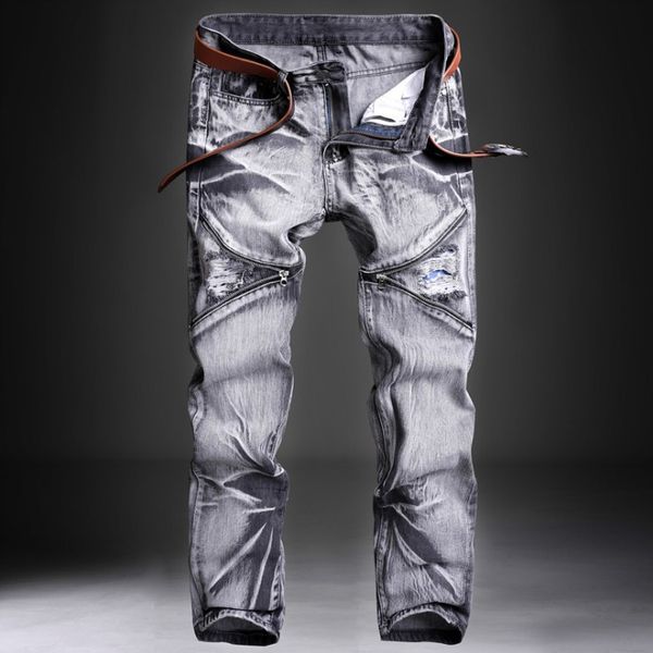 men's jeans dark washed grey for men designer pants slim ruched straight vintage moto pant, Blue
men's jeans dark washed grey for men designer pants slim ruched straight vintage moto pant, Blue