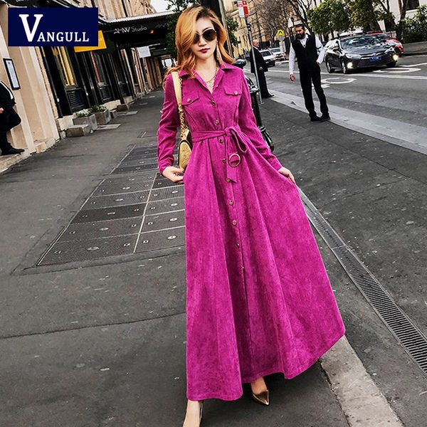 vangull women corduroy solid dress 2019 new autumn winter female high waist turn down collar a-line long dresses with sashes, Black;gray
vangull women corduroy solid dress 2019 new autumn winter female high waist turn down collar a-line long dresses with sashes, Black;gray