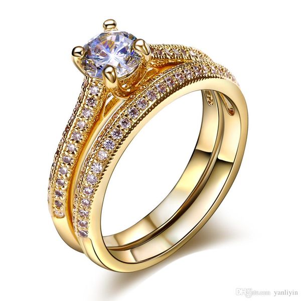 bridal wedding rings set 18k gold ring white gold plate party gifts ring finger vintage jewelry womans fashion rings engagement ring, Golden;silver
bridal wedding rings set 18k gold ring white gold plate party gifts ring finger vintage jewelry womans fashion rings engagement ring, Golden;silver