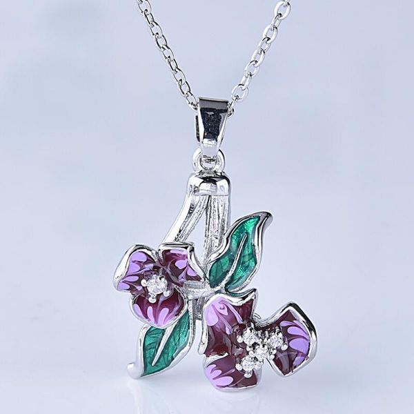 delicate temperament silver charm pendant necklace for women purple enamel flower cubic zirconia inlaid wedding chain necklace
delicate temperament silver charm pendant necklace for women purple enamel flower cubic zirconia inlaid wedding chain necklace