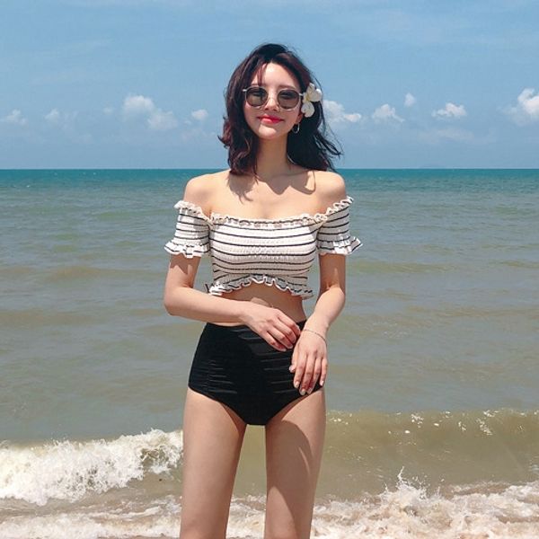 plastering chest striped wooden ear collar wrinkle high waist triangle split swimsuit bikini swimsuit bikini, White;black
plastering chest striped wooden ear collar wrinkle high waist triangle split swimsuit bikini swimsuit bikini, White;black