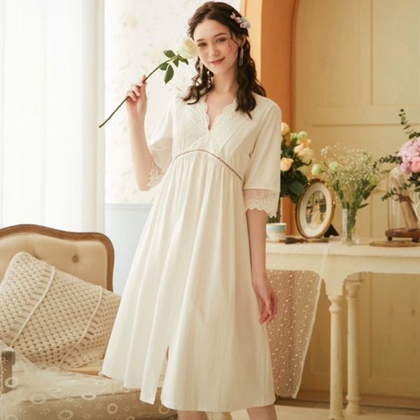 short sleeve full cotton nightdress women summer nightgown princess sleepwear dress v-neck loose outer wear home clothes, Black;red
short sleeve full cotton nightdress women summer nightgown princess sleepwear dress v-neck loose outer wear home clothes, Black;red