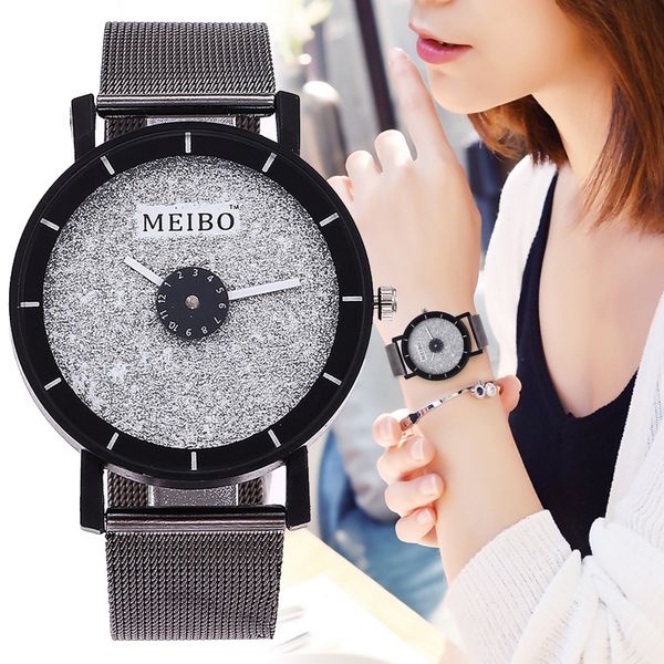 fashion creative turntable ladies quartz watches casual meibo women stainless steel watch clock, Slivery;brown
fashion creative turntable ladies quartz watches casual meibo women stainless steel watch clock, Slivery;brown