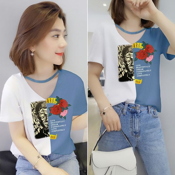 bobowaltz women's summer type 2020 t-shirt european-style stitching v-neck short-sleeved t-shirt, White
bobowaltz women's summer type 2020 t-shirt european-style stitching v-neck short-sleeved t-shirt, White