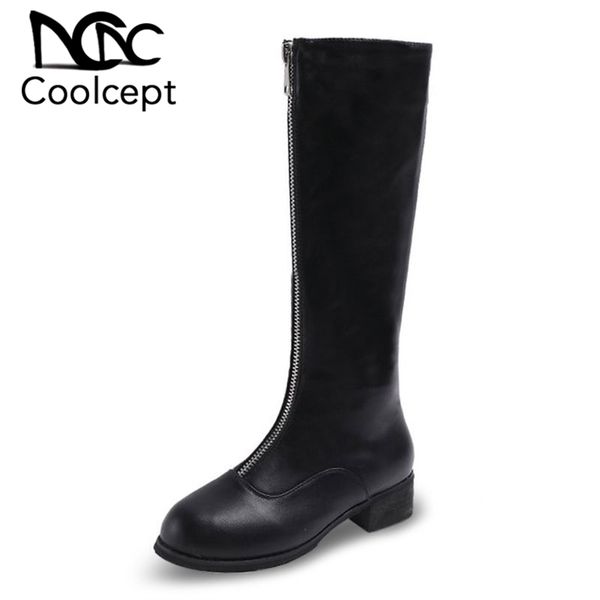 coolcept women knee high boots zipper round toe solid color low heels shoes winter warm long boots women footwear size 35-39, Black
coolcept women knee high boots zipper round toe solid color low heels shoes winter warm long boots women footwear size 35-39, Black