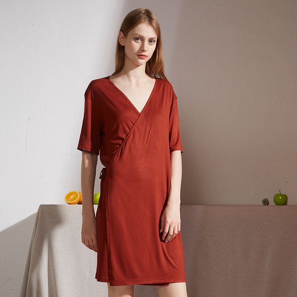 women's sleepwear v neck summer modal nighgown robe short dress for women nightdress nightwear clothing home wear clothes, Black;red
women's sleepwear v neck summer modal nighgown robe short dress for women nightdress nightwear clothing home wear clothes, Black;red