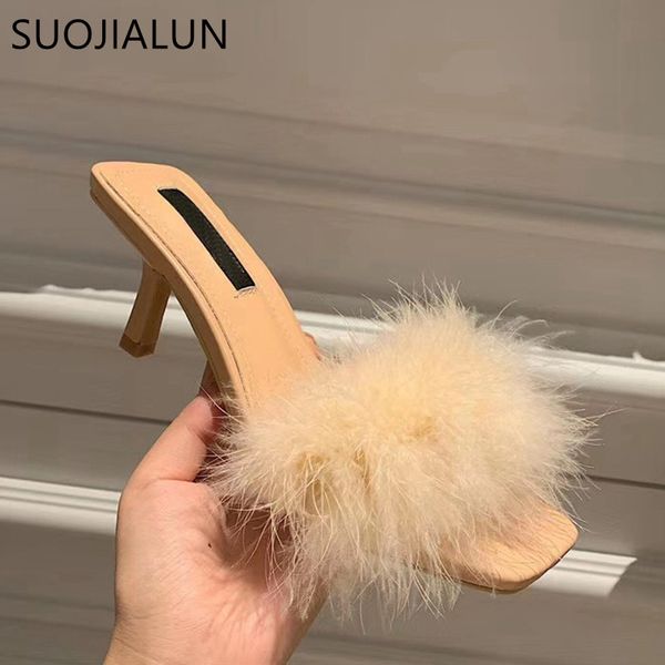 suojialun women fur slides fashion ostrich hair luxury furry slippers autumn casual outdoor fur sandal shoes thin high heel slid, Black
suojialun women fur slides fashion ostrich hair luxury furry slippers autumn casual outdoor fur sandal shoes thin high heel slid, Black