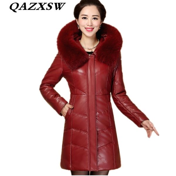 2018 new women winter fur collar warm genuine leather down jacket large size solid sheepskin long leather down coat lc026, Black
2018 new women winter fur collar warm genuine leather down jacket large size solid sheepskin long leather down coat lc026, Black