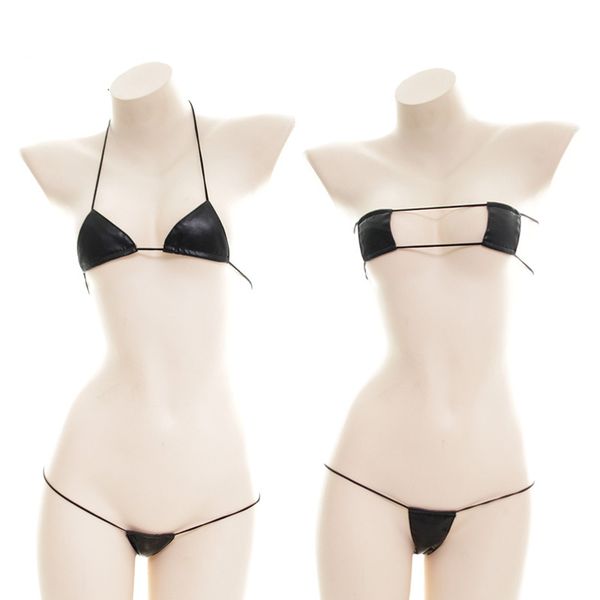 three point micro bikini extreme pu leather mini thong set underwear japanese suit ladies exotic apparel kawaii lingerie, Red;black
three point micro bikini extreme pu leather mini thong set underwear japanese suit ladies exotic apparel kawaii lingerie, Red;black
