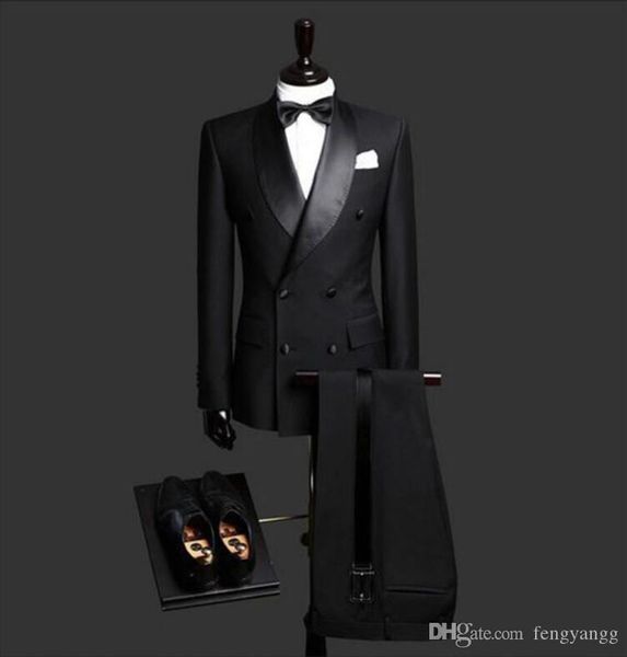 black men suit shawl collar double breasted wedding groom tuxedos slim fit formal business suit groomsmen men costumes (pants+coat), Black;gray
black men suit shawl collar double breasted wedding groom tuxedos slim fit formal business suit groomsmen men costumes (pants+coat), Black;gray
