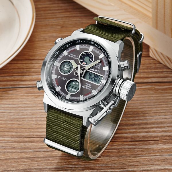ohsen watches men sports watches fashion canvas band men 30m waterproof quartz casual wristwatches relogio masculino, Slivery;brown
ohsen watches men sports watches fashion canvas band men 30m waterproof quartz casual wristwatches relogio masculino, Slivery;brown