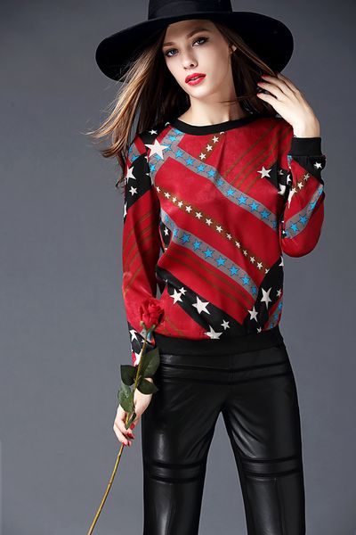 2018 spring new designer brand women's shirt fashion trend long-sleeved round neck print large size bottoming shirt ing, White
2018 spring new designer brand women's shirt fashion trend long-sleeved round neck print large size bottoming shirt ing, White