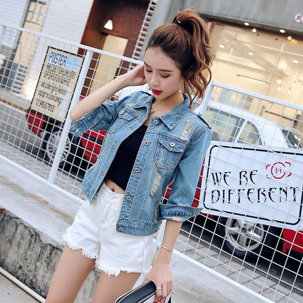 2019 summer motorcycle wash short jeans denim jacket woman basic outerwear coat base trench female denims wholesale mp242, Black;brown
2019 summer motorcycle wash short jeans denim jacket woman basic outerwear coat base trench female denims wholesale mp242, Black;brown