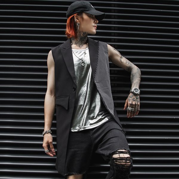 new men fashion casual suit vest coat streetwear punk hip hop male sleeveless waistcoat jacket outerwear, Black;white
new men fashion casual suit vest coat streetwear punk hip hop male sleeveless waistcoat jacket outerwear, Black;white