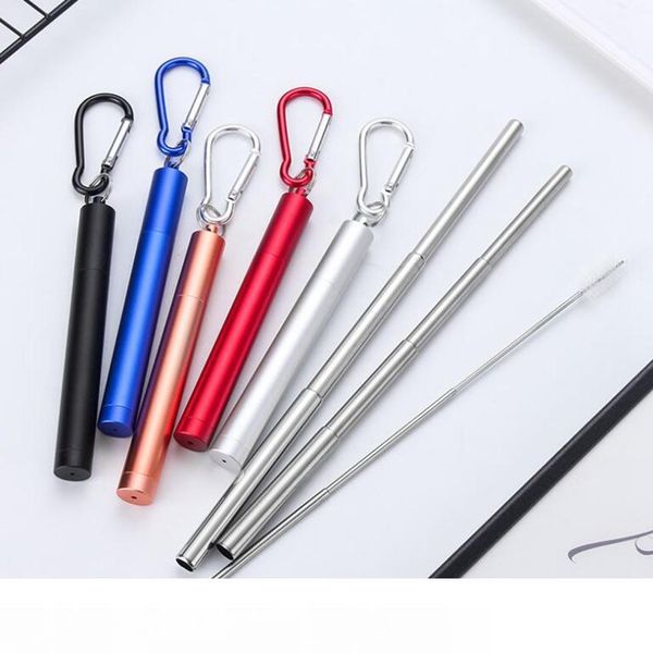 portable reusable folding drinking straws stainless steel metal telescopic straws with aluminum case & cleaning brush zza1945
portable reusable folding drinking straws stainless steel metal telescopic straws with aluminum case & cleaning brush zza1945