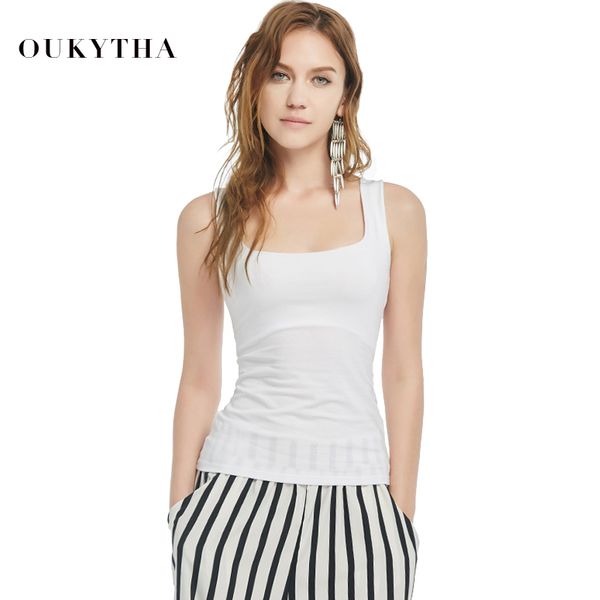 oukytha 2020 summer low-cut basic t-shirts tank solid cotton self-cultivati sleeveless camisole women's vest 2090, White 
oukytha 2020 summer low-cut basic t-shirts tank solid cotton self-cultivati sleeveless camisole women's vest 2090, White