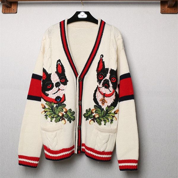 european station spring and autumn new cardigan regular sweater coat fashion loose korean embroidery wool knitwear woman, White
european station spring and autumn new cardigan regular sweater coat fashion loose korean embroidery wool knitwear woman, White
